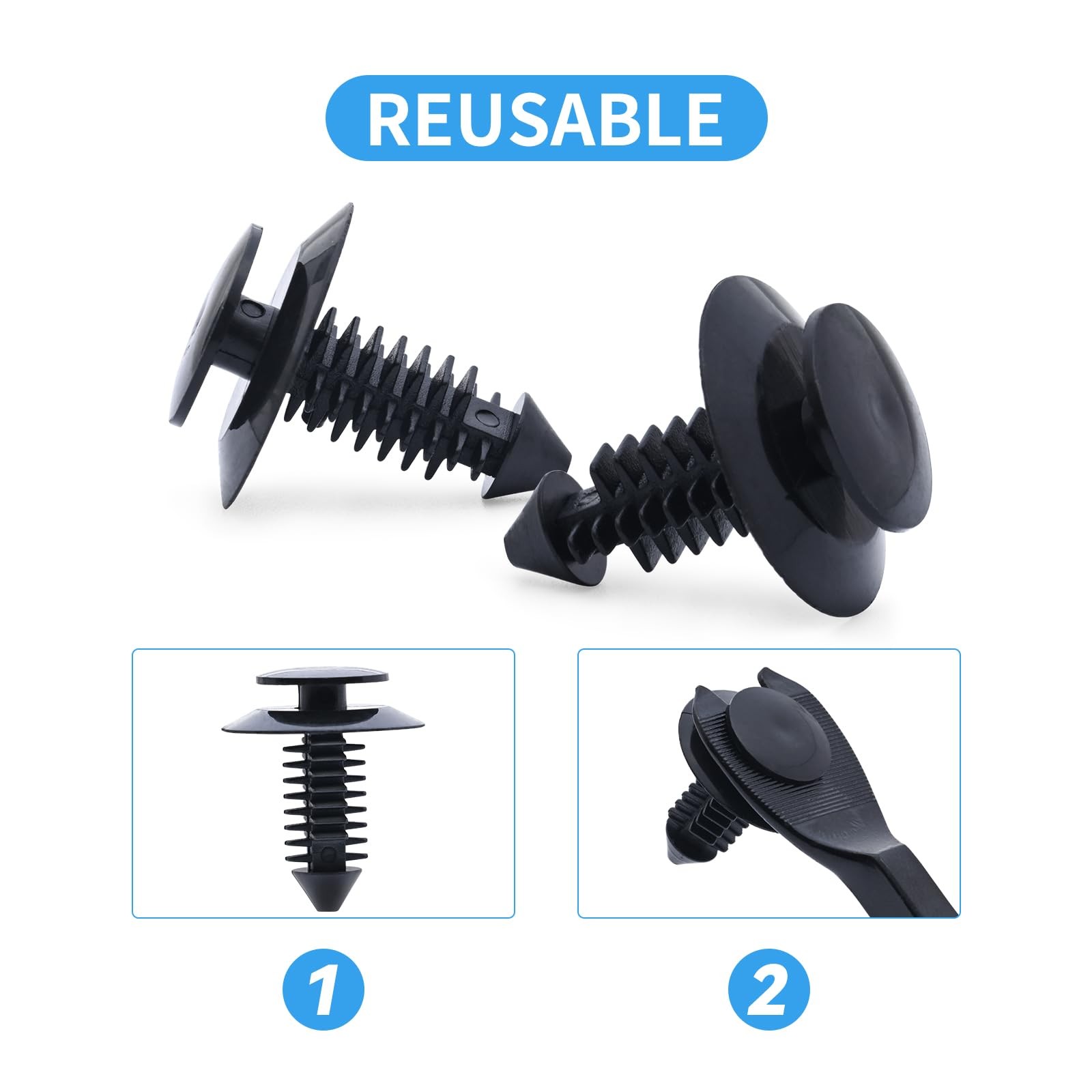 WHALETAIL 30PCS Door Trim Panel Retainers Rivet Fastener One Size, Black