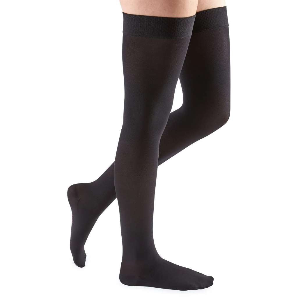 Medi Comfort Thigh High, w/Dot Band, Closed Toe, (Size: II) Ebony