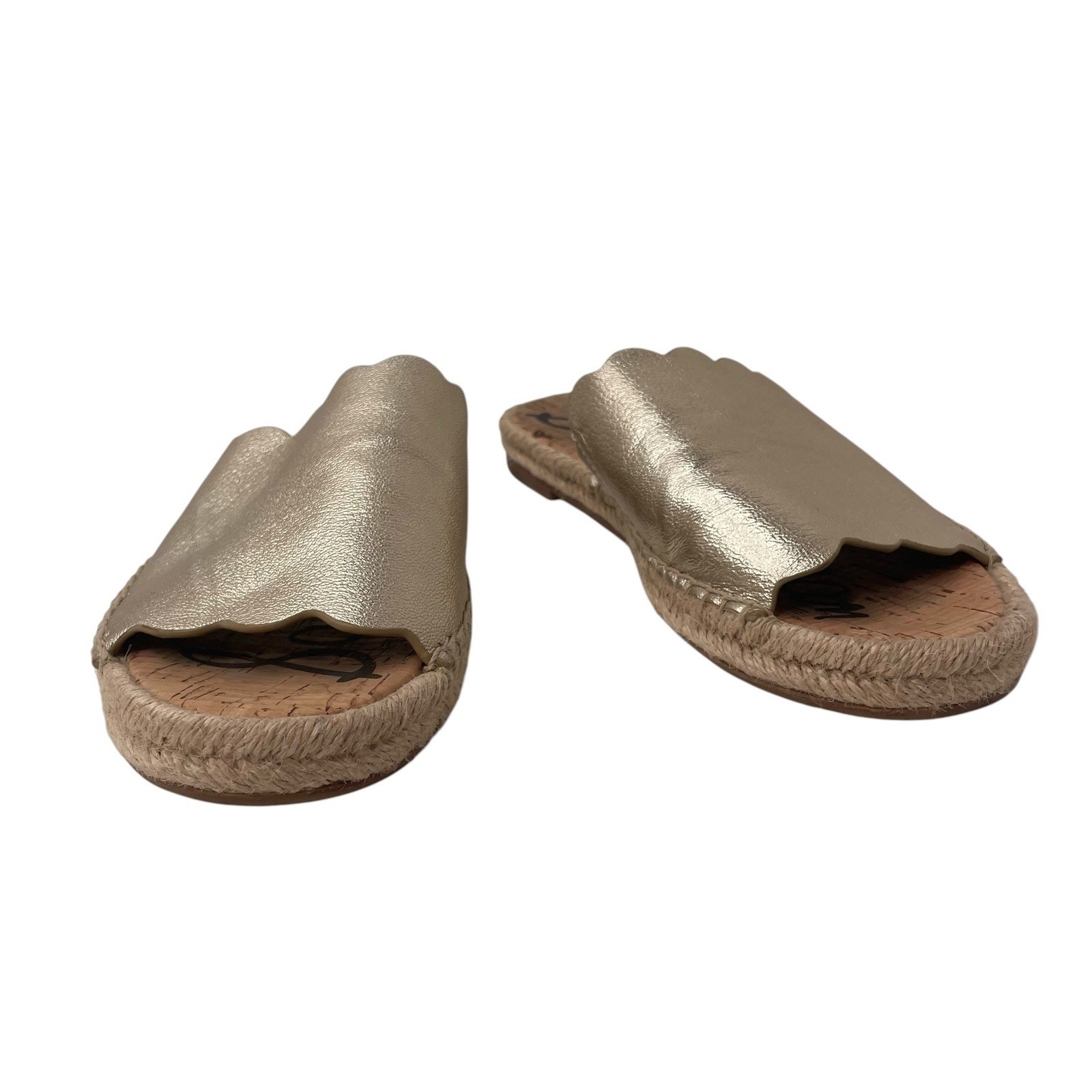 Sam Edelman Andy Women’s Leather Gold Espadrille Slides Size 7.5 M 37.5 Sandals