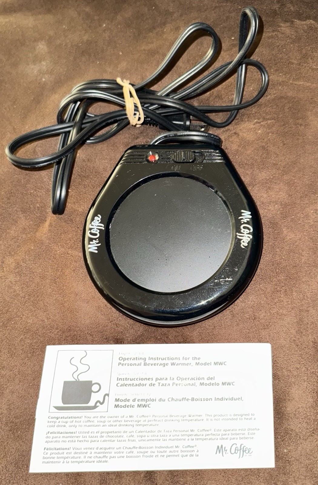 Mr. Coffee Mug Warmer Model #MWC Black Electric Cup Heater Desk Office Home GUC