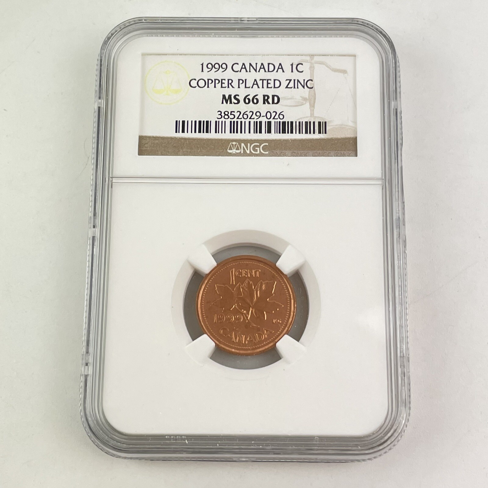 1999 Elizabeth II Canada 1C Cent Coin MS 66 MS66 RD Red NGC Graded