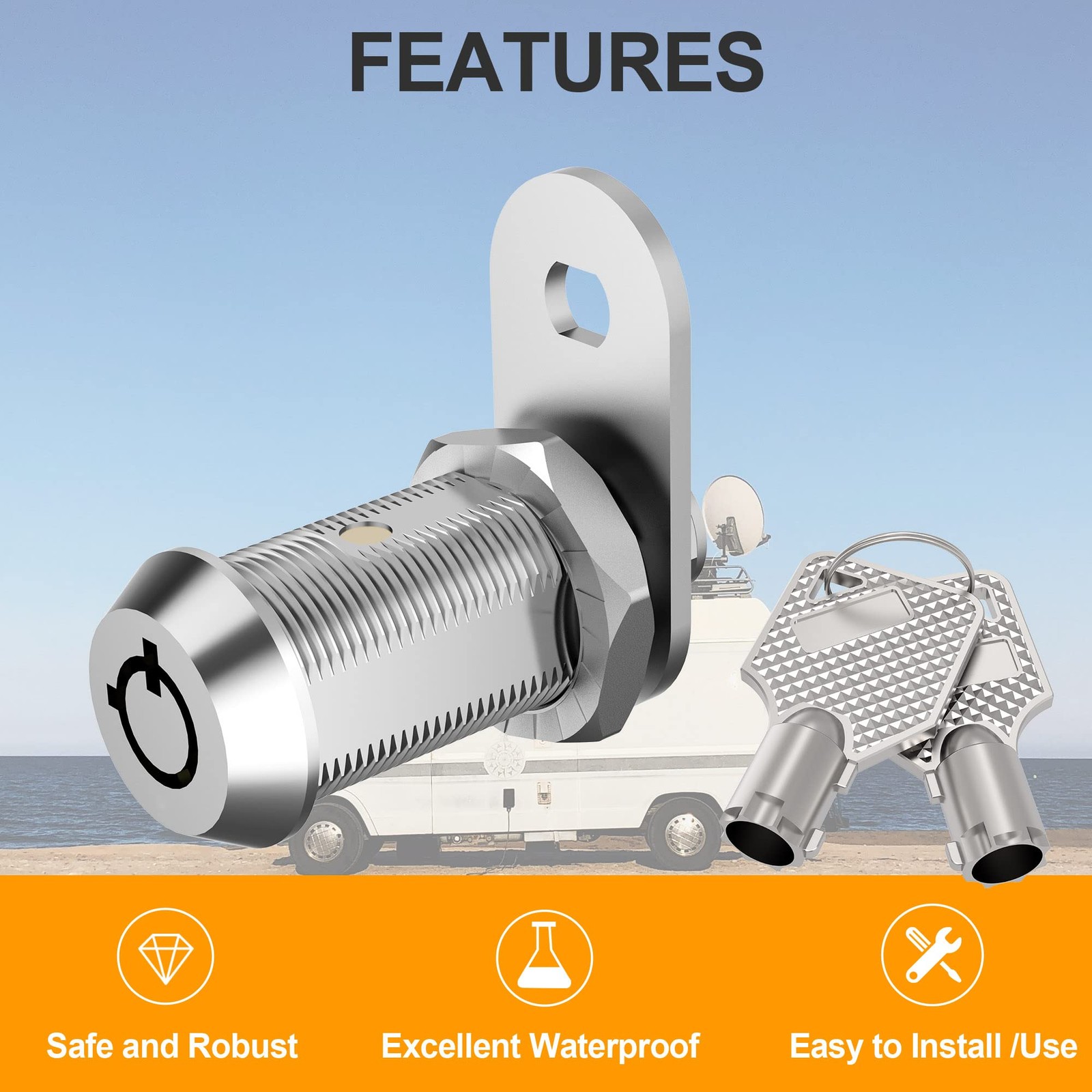 3 Pack Cabinet Locks with Keys 1-1/8" Tubular Cam Locks keyed Alike RV Lock f...