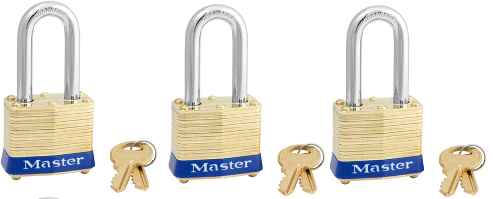 new Master Lock 4KALF A7313202 Brass Set of 3 Keyed Alike