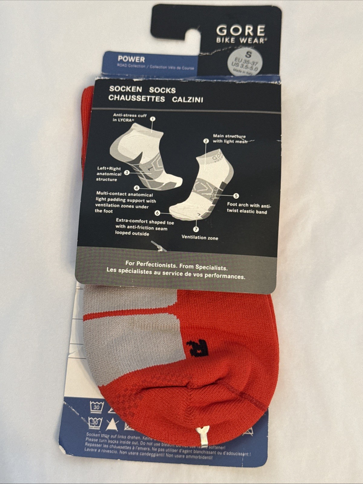GORE Bike Wear POWER ROAD COLLECTION Men's Power Cycling Socks Size Small 3.5 -5
