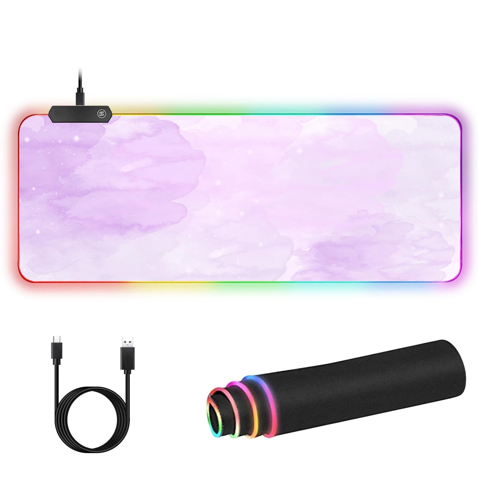 RGB Large Gaming Mouse Pad, Extended Mouse Pad with 12 Lighting Effects, Wate...