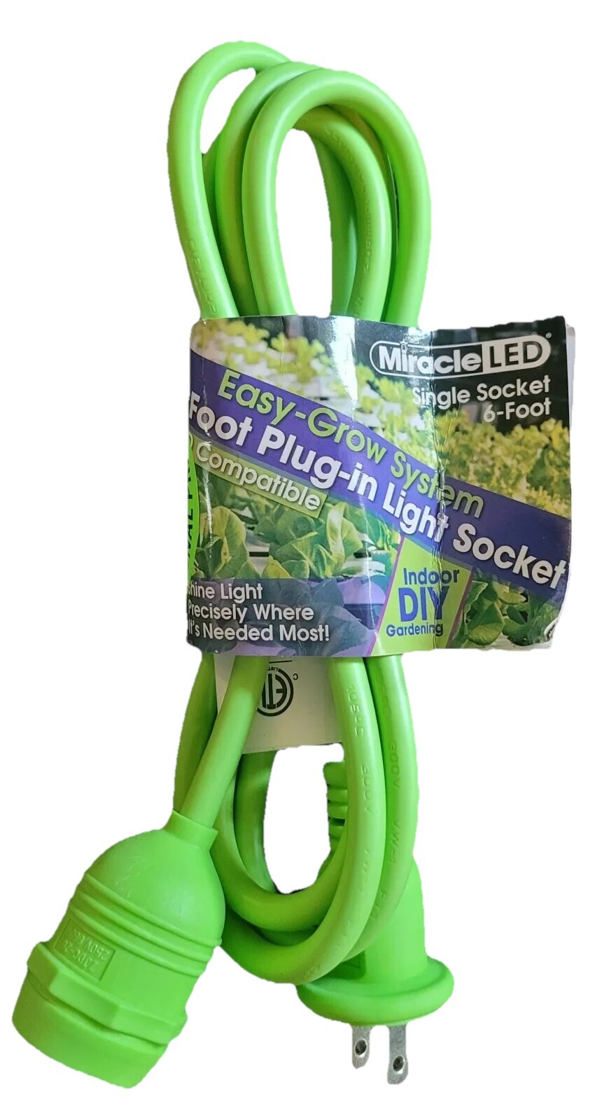 NEW - Miracle LED 6 Foot Single Socket Plug-in Light Socket for Grow Lite