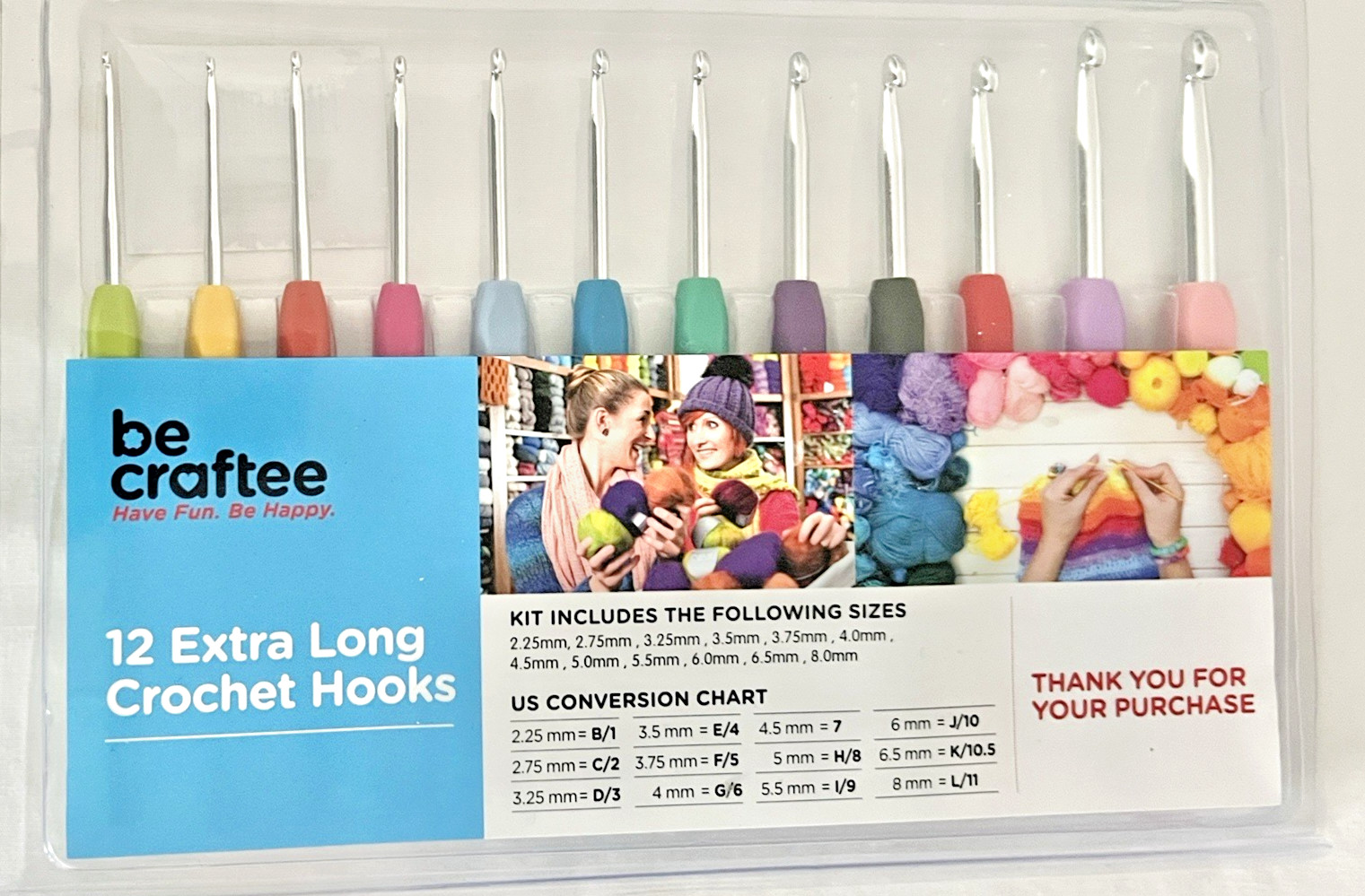 Crochet Hooks Be Craftee Kit 12 Extra Long Multiple Sizes Hobby Arts & Crafts