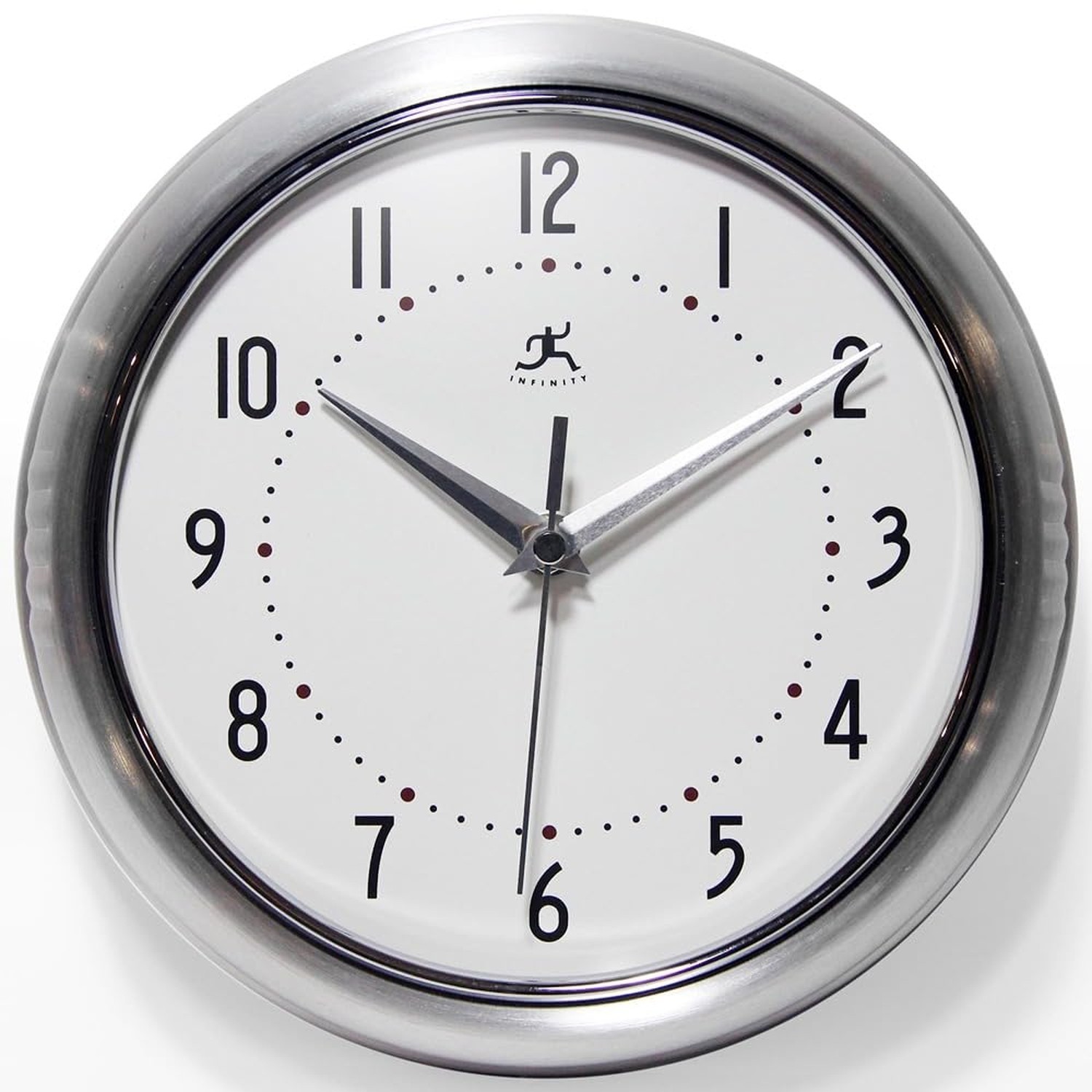 Infinity Instruments LTD. Retro 9 inch Silent Sweep Non-Ticking Mid Century M...