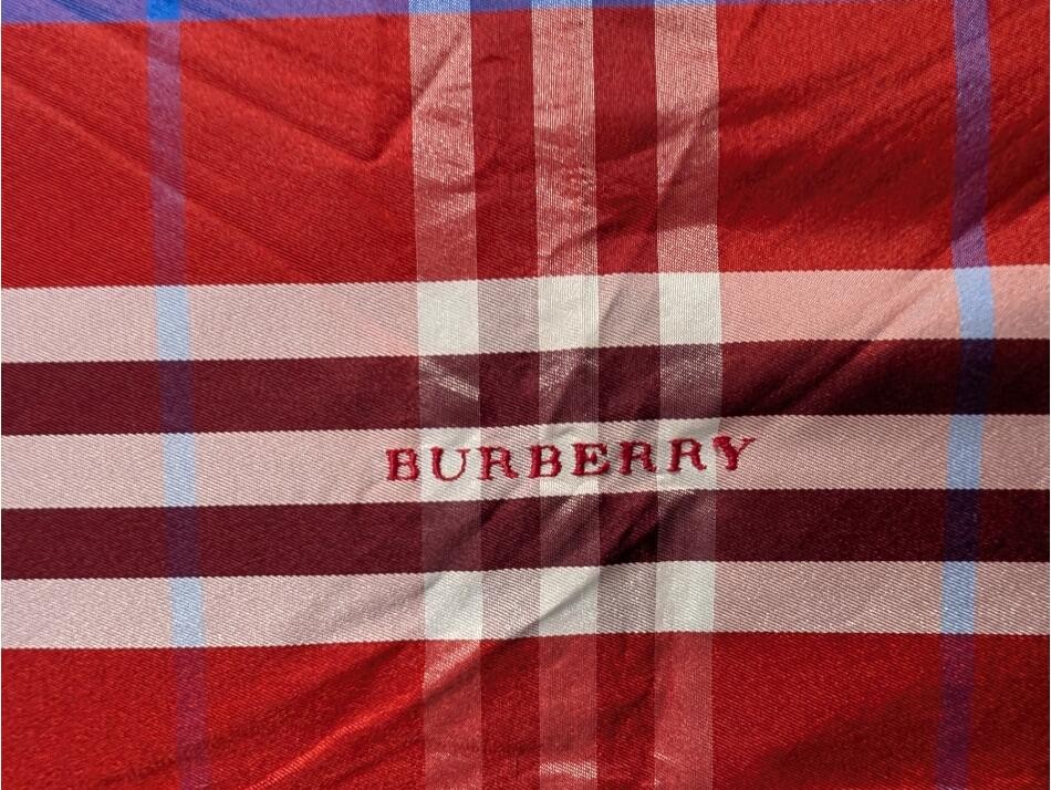 Burberry Folding Umbrella Red Check Pattern Rain Parasol Authentic Genuine