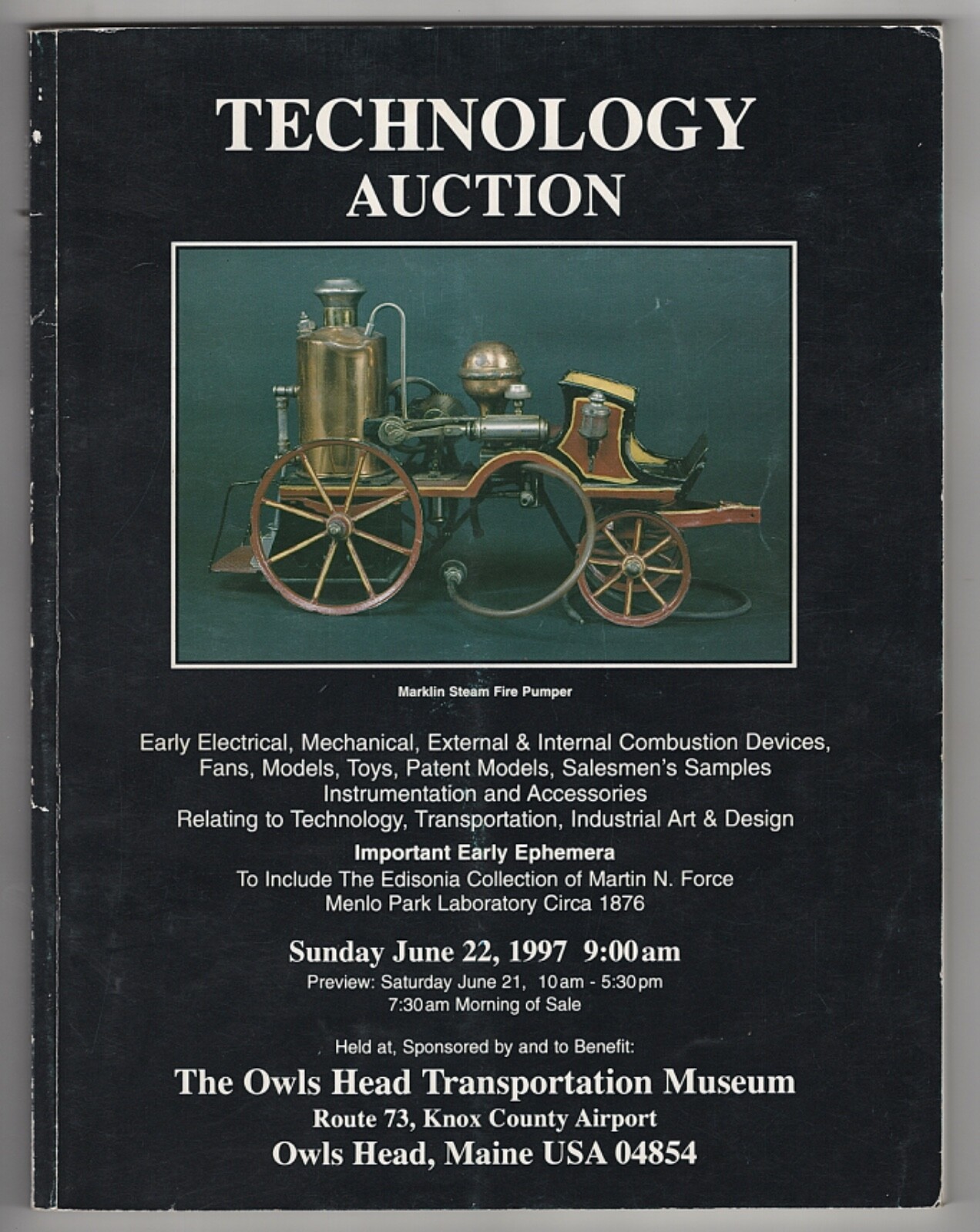 1997 119 PP OWLS HEAD TRANSPORTATION MUSEUM AUCTION CATALOG STEAM ENGINES TOYS