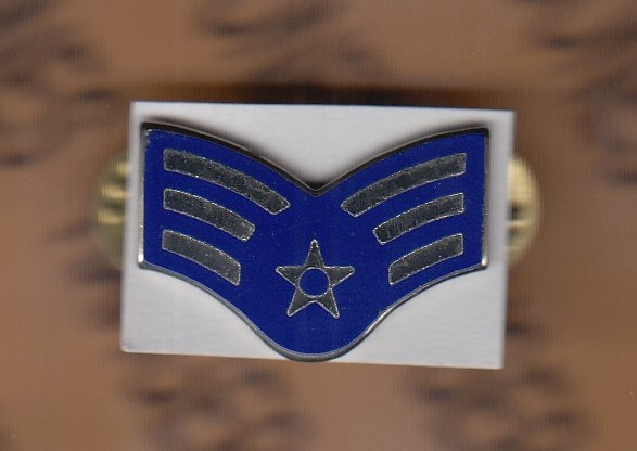 USAF Air Force SENIOR AIRMAN E-4 SrA rank badge ~1.25" single c/b B