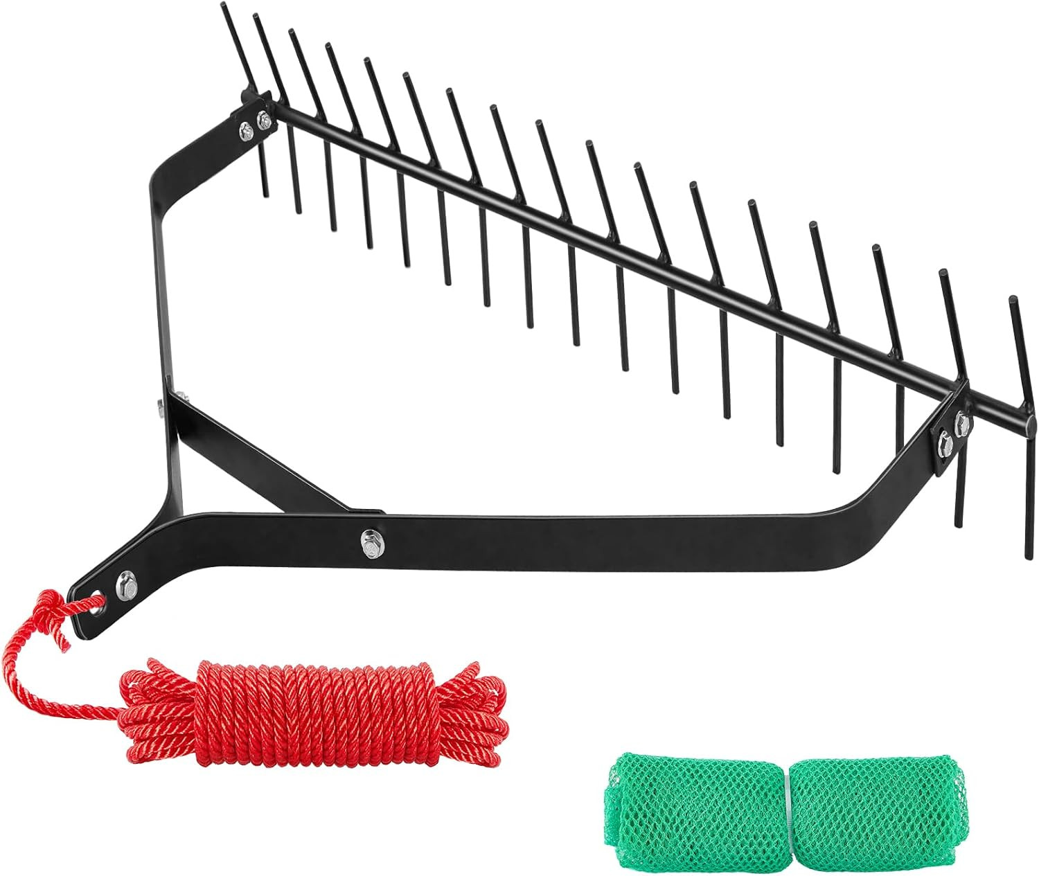 32-Inch Heavy-Duty Aquatic Weed Rake & Lake Weed Cutter | 6.3-Inch Steel Rod wit