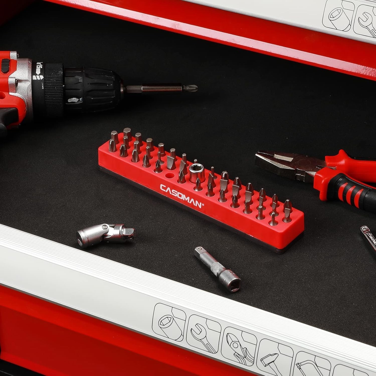 43-Hole Hex Bit Organizer with Strong Magnetic Base for Durable Use