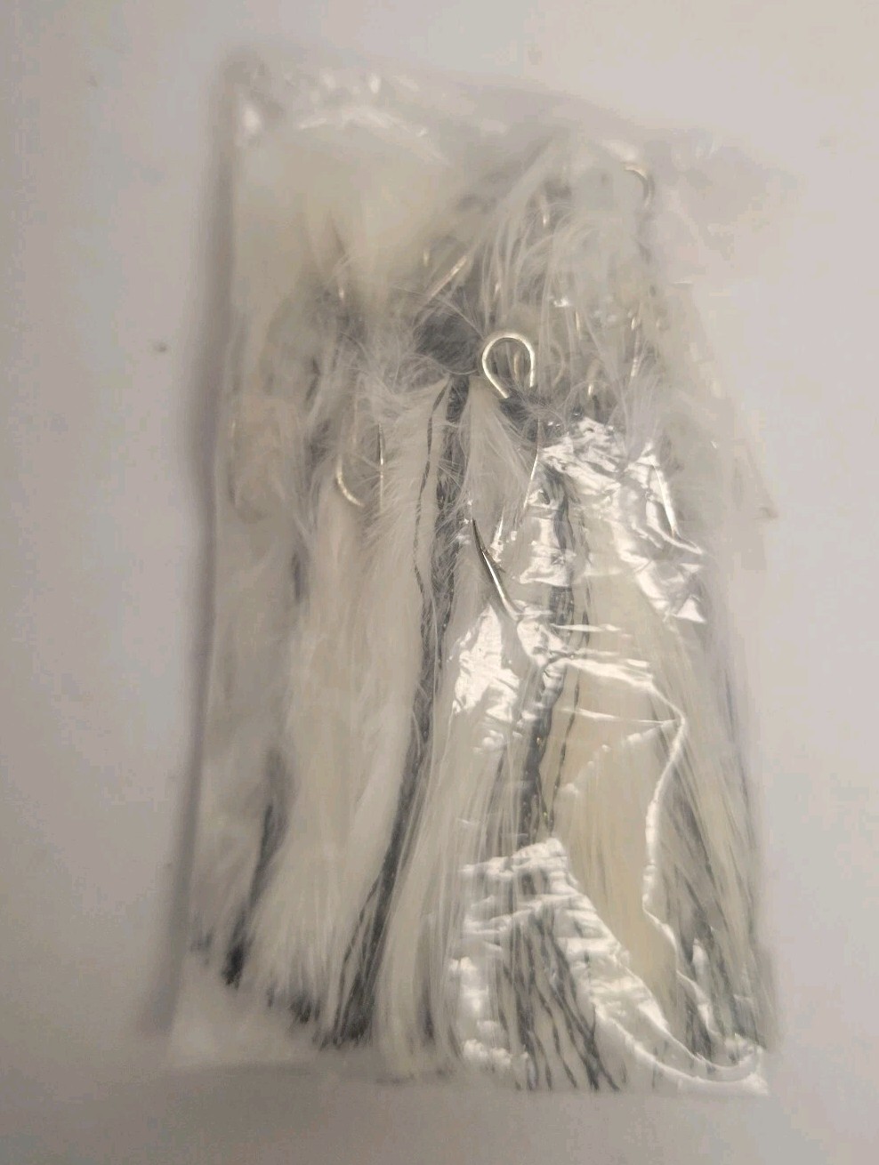 24 Dressed Treble Hooks with White & Black Feathers Hook size #8