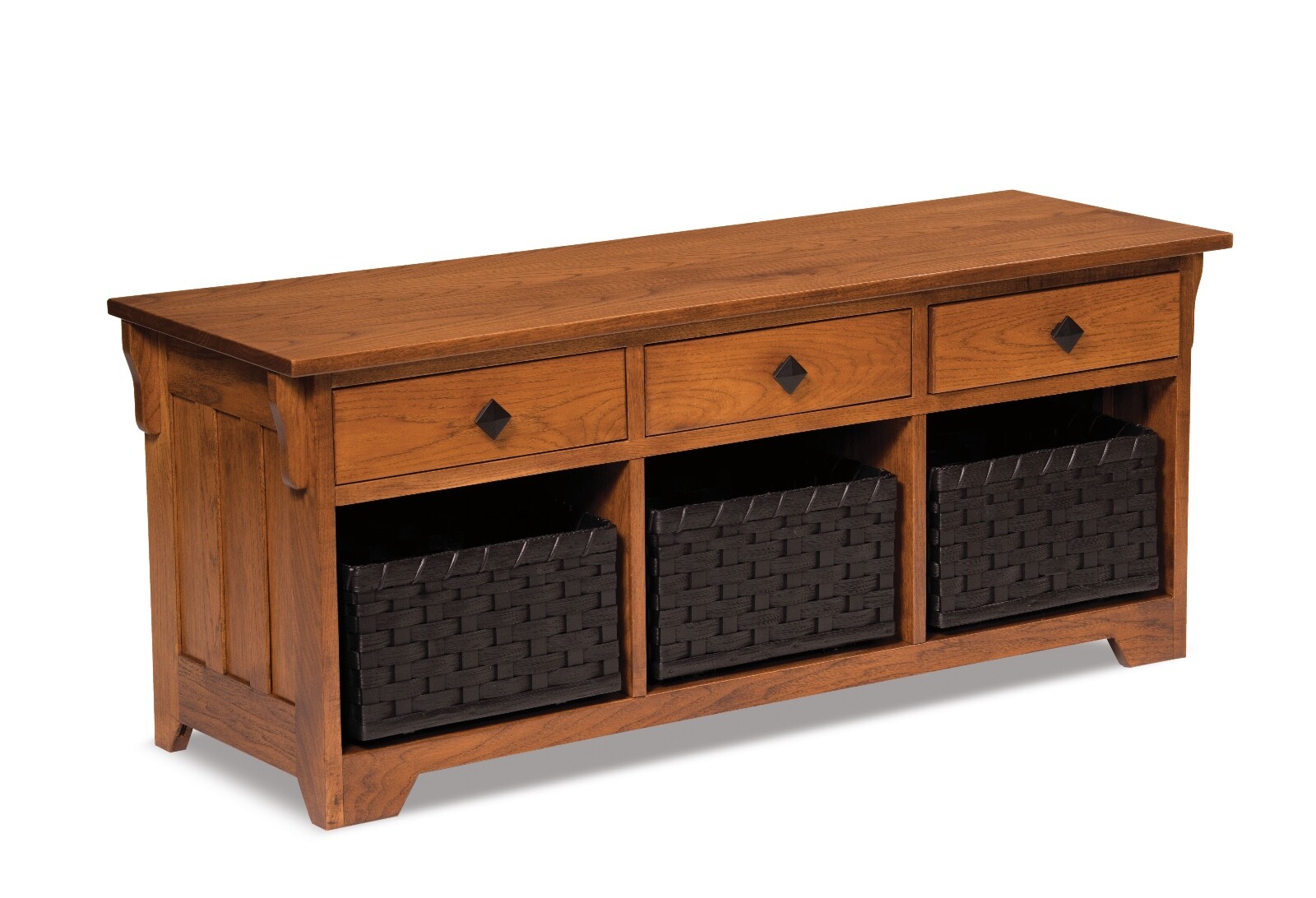 Amish Storage Bench Wooden Entryway Benches Baskets Drawers Seat New