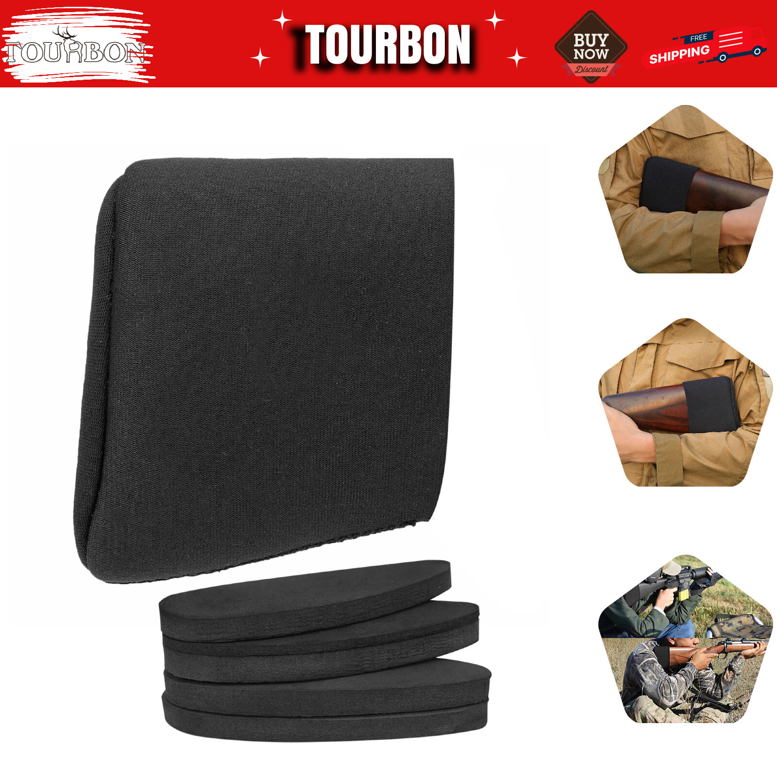 TOURBON Hunting Slip on Recoil Pad Gun Buttstock Protector LOP ADD Cover Sleeve