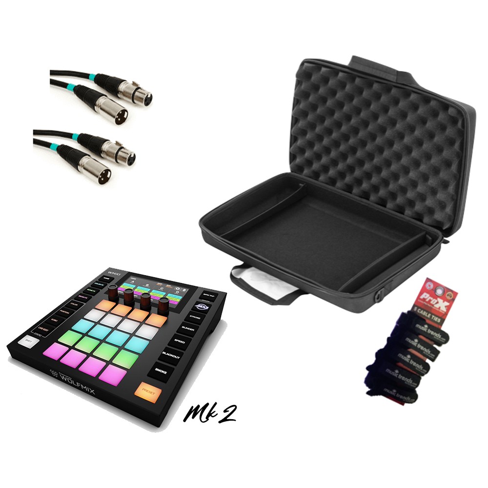 ADJ Wolfmix Mk2 standalone lighting control system w/ Case + 2 10' DMX
