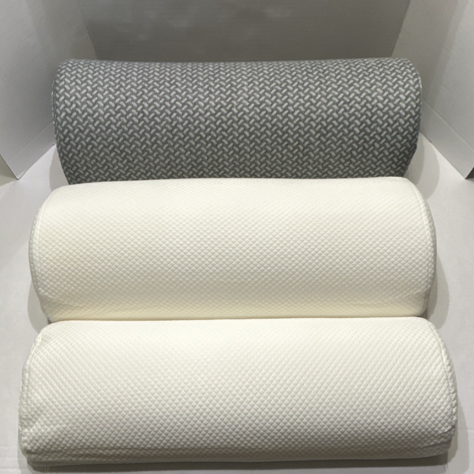 Mute Touch Knee Pillows Set of 3 Rectangular Bolster Pillows White and Gray