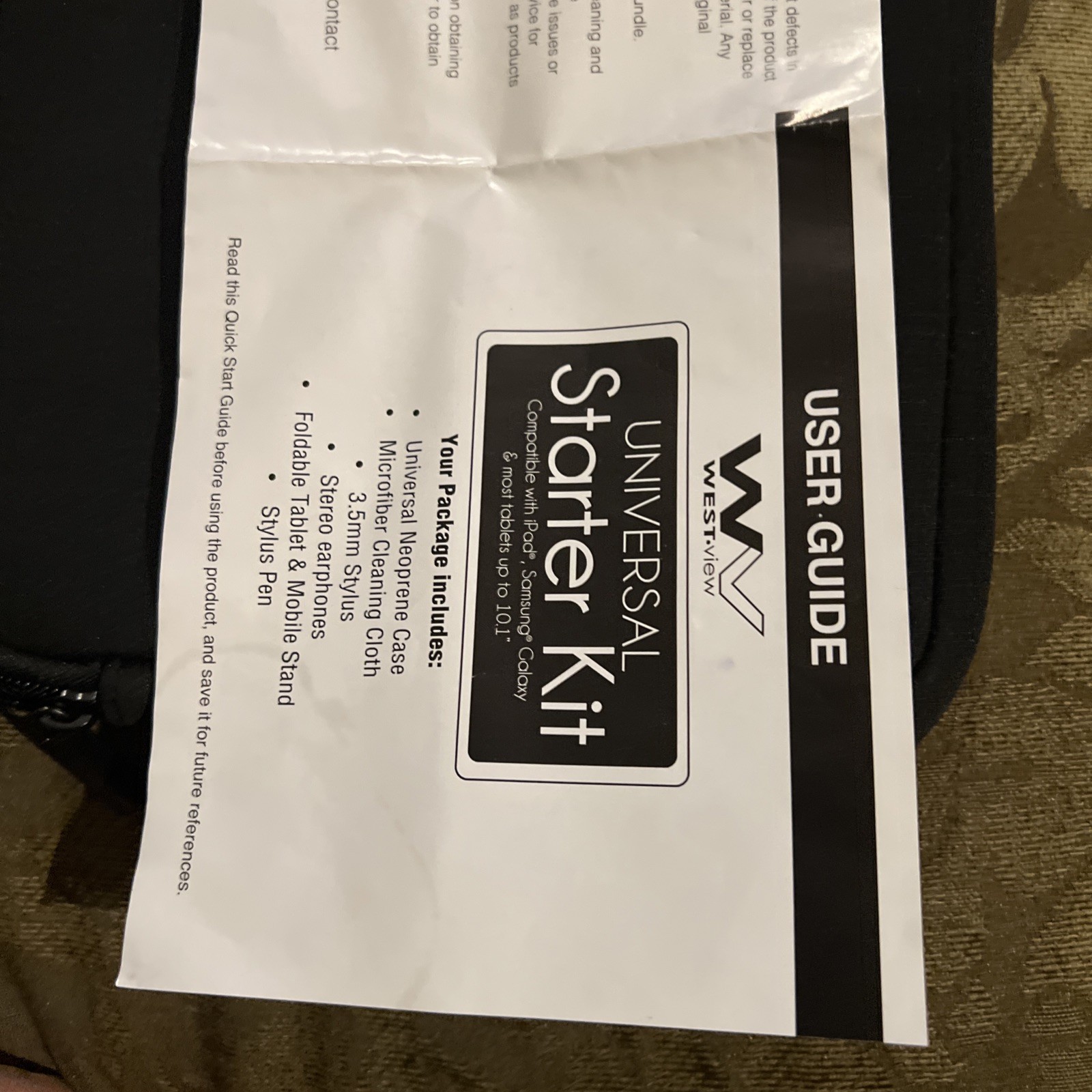 West.View Universal Starter Kit for Tablets missing earphones 