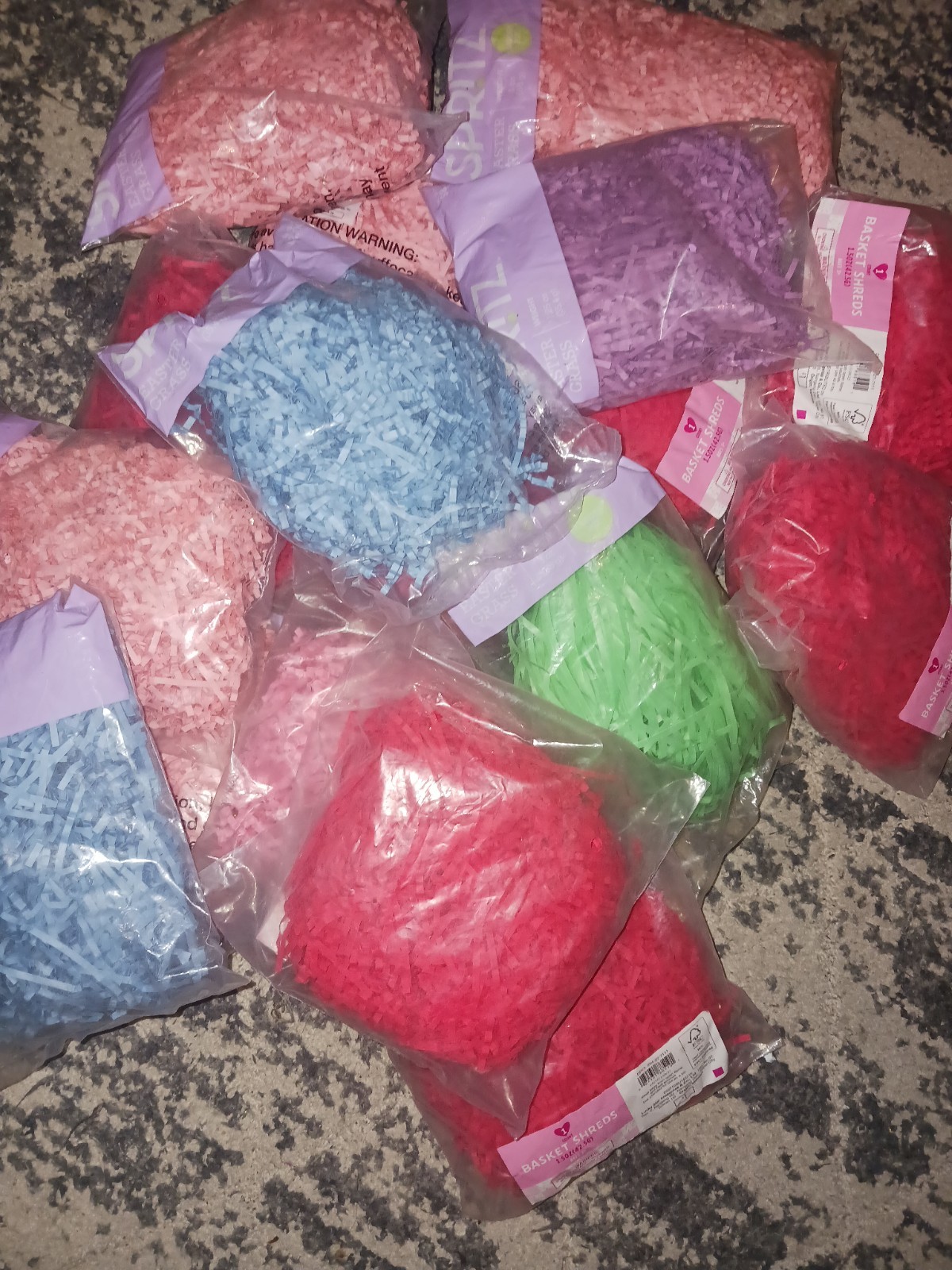 Basket Grass. Shredded Grass. Filler Grass. 12 Large Bags. Multicolors. New