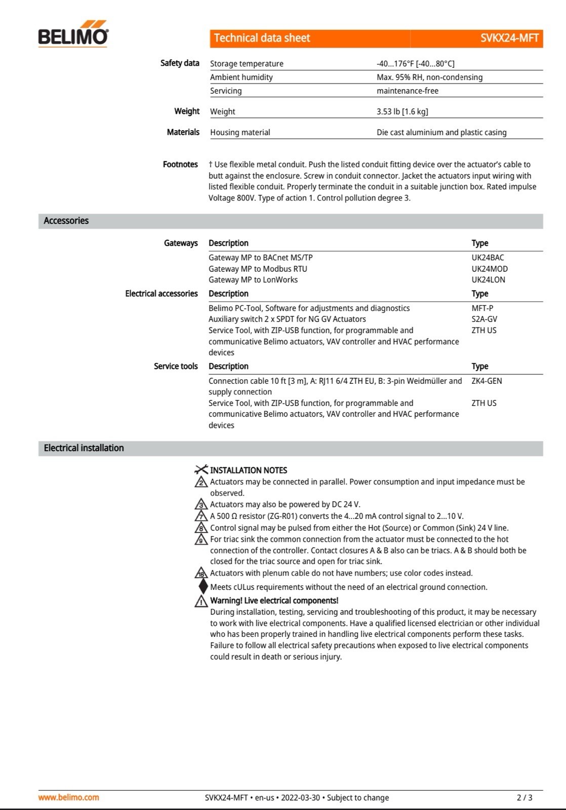 Belimo SGVL+SVKX24-MFT Actuator