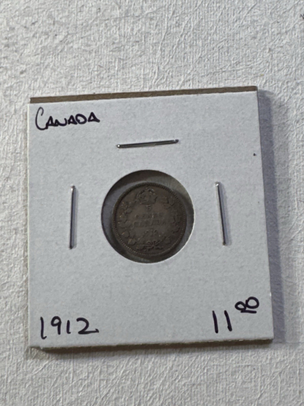 1912 Canada 5 Cents Small Silver Coin