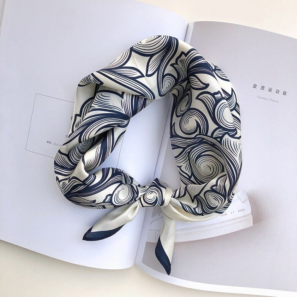 100% Satin Silk Scarf Men Bandanna Japanese Square Office Necktie Hairband 53 cm