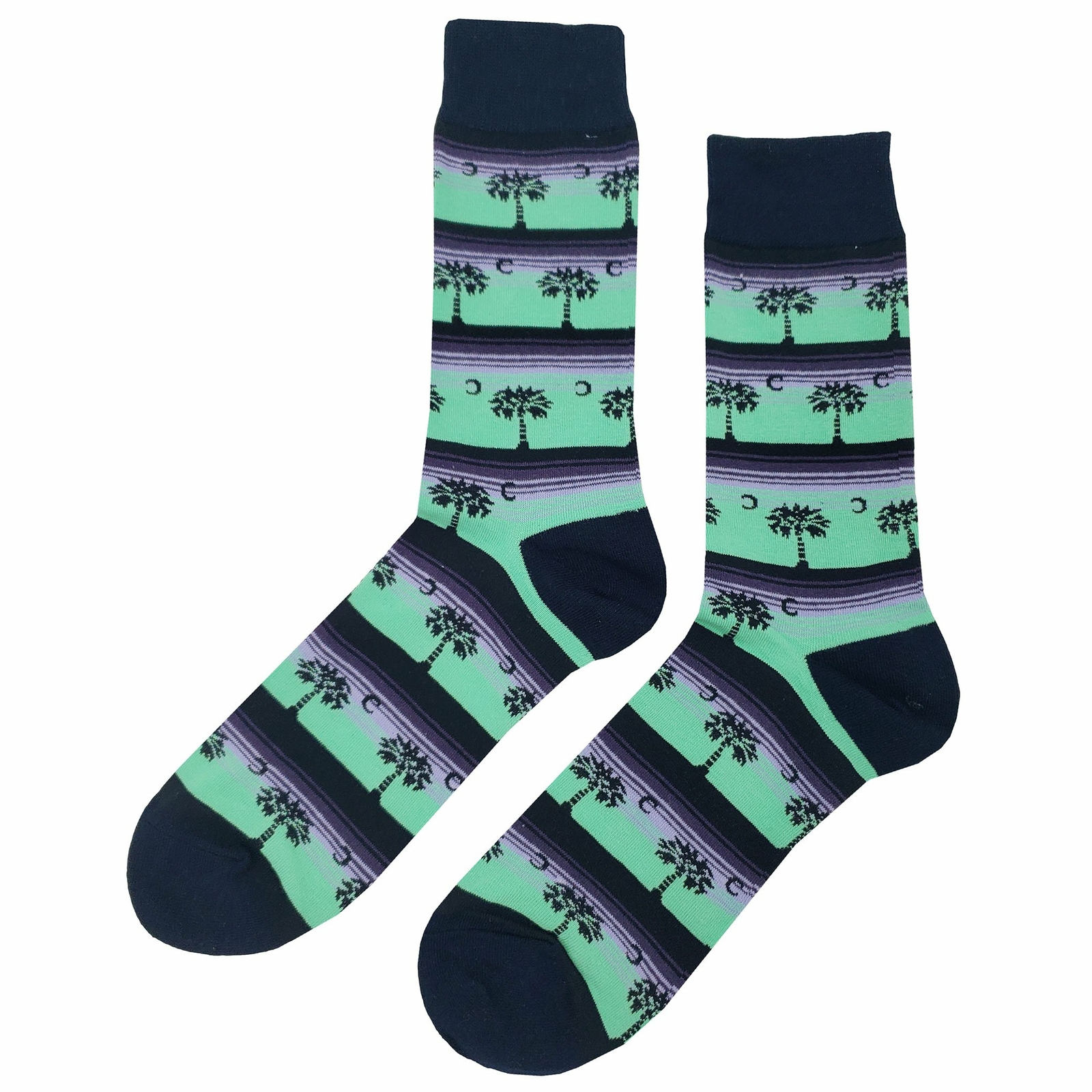 NWT Palm Tree Night Dress Socks Novelty Men 8-12 Teal Crazy Fun Sockfly