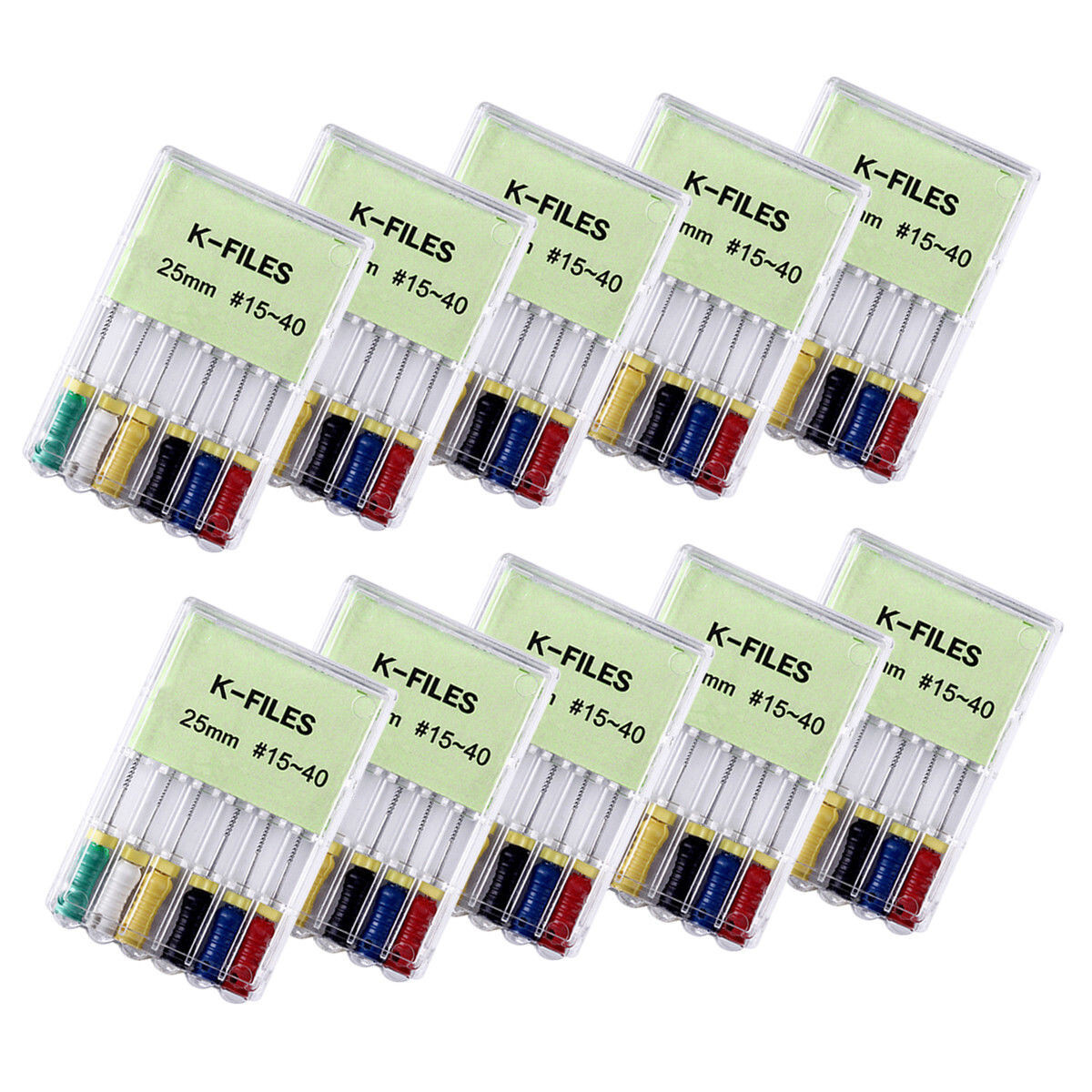 10 Packs Dental Stainless Steel K File 25mm 15-40 Endodontic Root Canal Hand Use