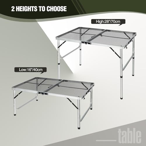 36x24 Folding Grill Table for Outside, Lightweight Portable 36"x24" Silver