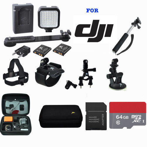 FULL PRO KIT WITH ALL MOUNTS LED LIGHT FOR DJI OSMO ACTION CAMERA WITH 2 SCREENS