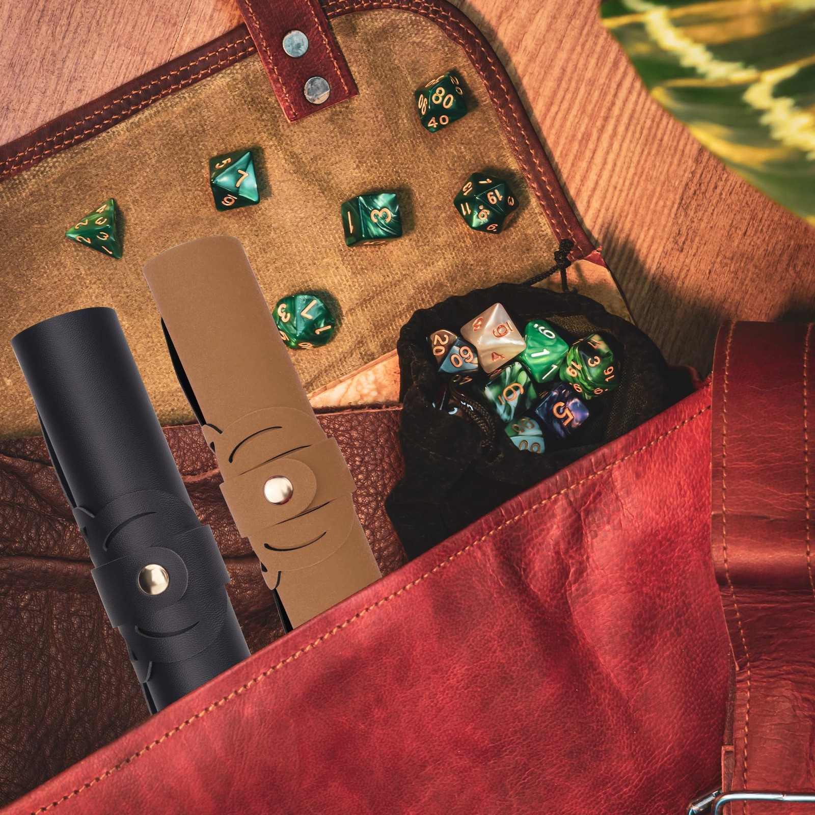 SIQUK 2 Pieces Octopus Dice Rolling Tray PU Leather Dice Mat Folding Scroll D...