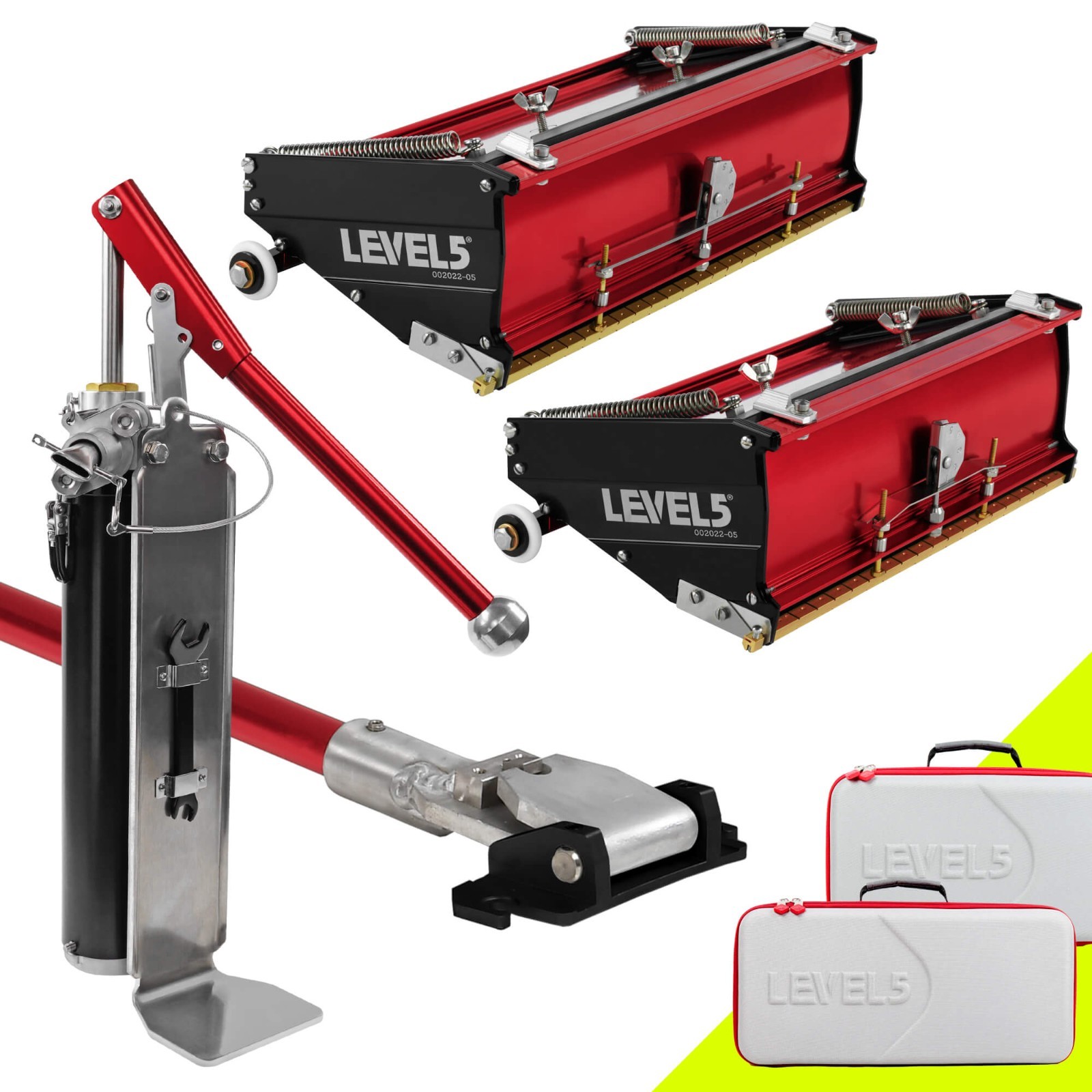 LEVEL5 Drywall Finishing Tools Set w/ Flat Boxes + Pump | 4-604