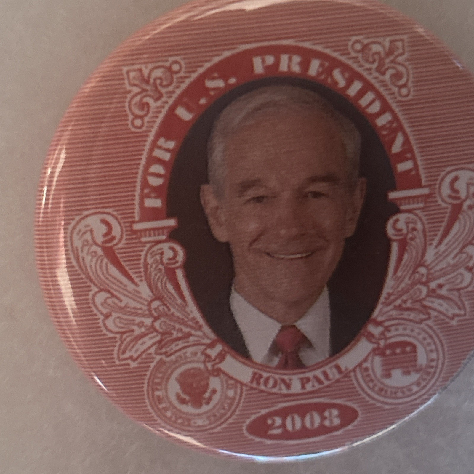 For U. S. President Ron Paul 2008  2 1/4” pinback button pin