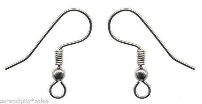 400 (200 pairs) Stainless Steel Ear Wires French Hooks w/ Bead + Coil Earrings