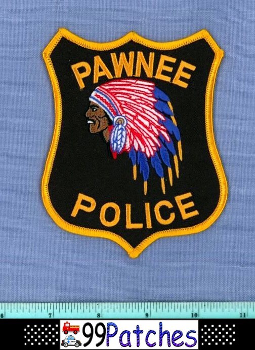 PAWNEE ILLINOIS Police Shoulder Patch INDIAN WARRIOR CHIEF 5B