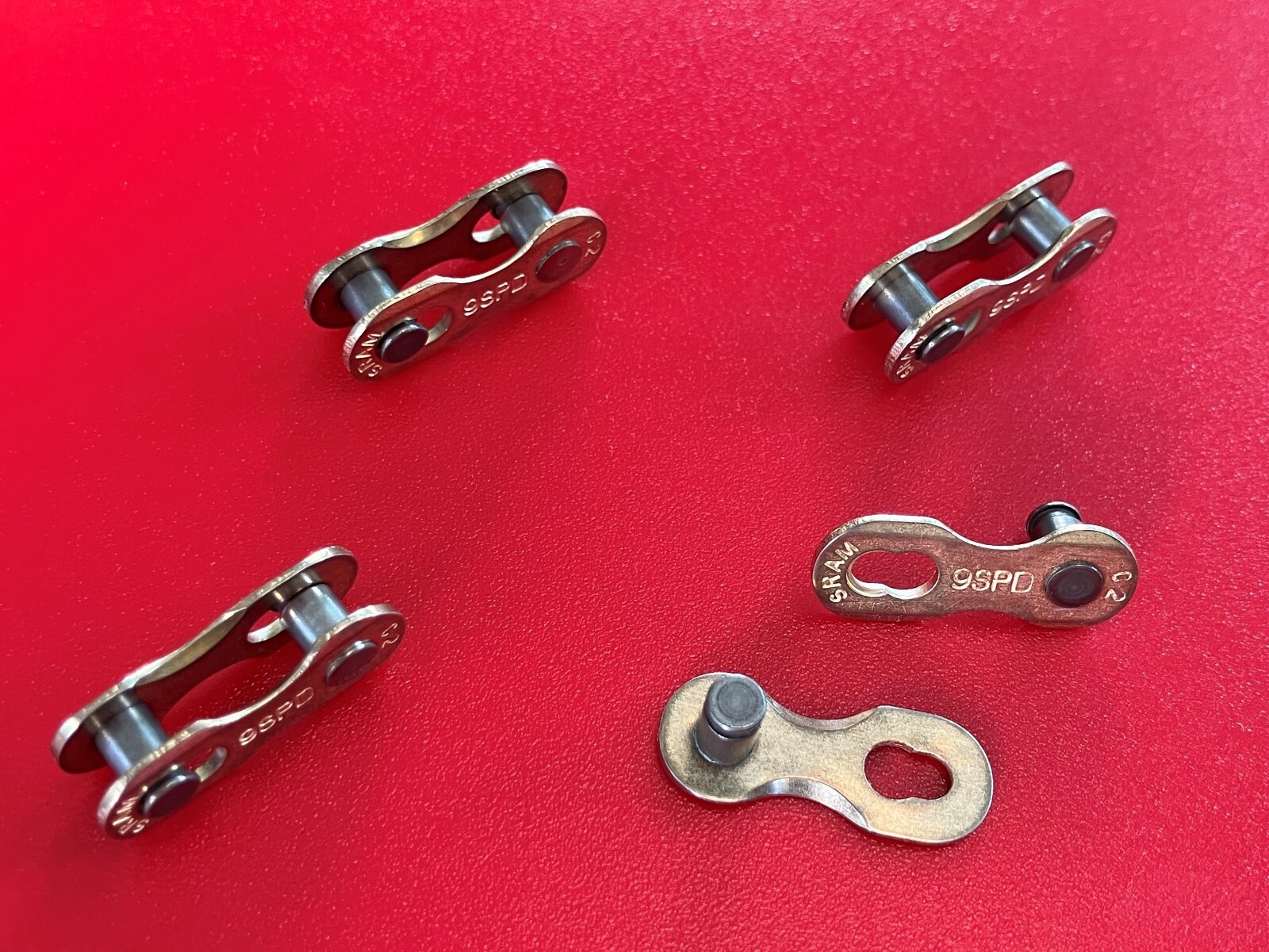 4 Pack - SRAM Gold 9 Speed Chain Powerlink, Master Link, Quick Link - New