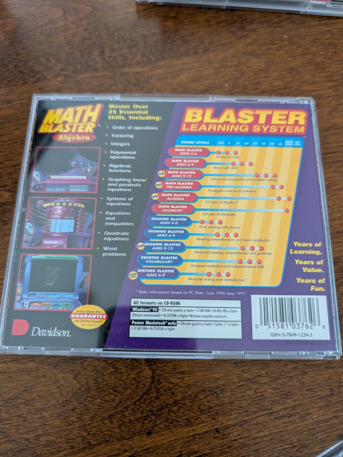 Davidson Math Blaster Algebra PC-CD ROM, 1997, Windows 95/MACINTOSH