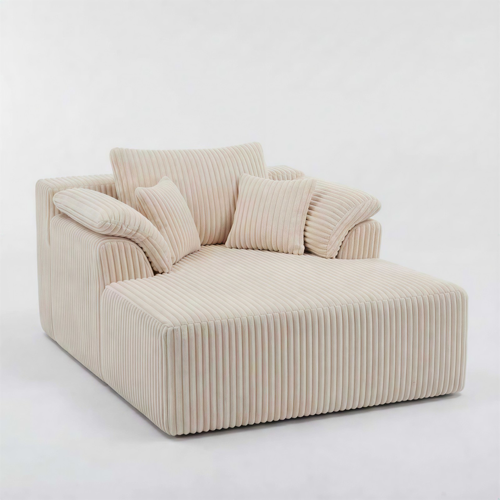 60-inch indoor oversized corduroy lounge chair, no assembly required (Beige)