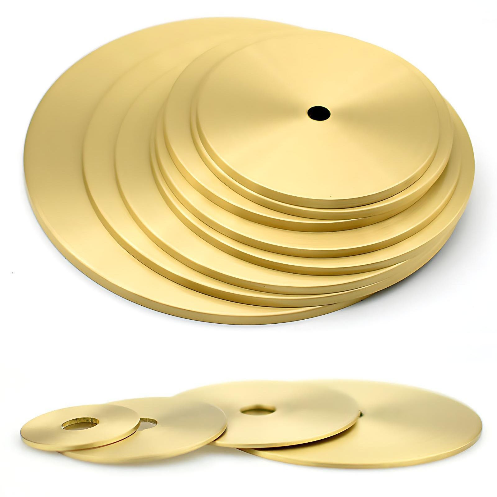 Brass Discs Blanks Metal Round Gasket Sheets Diameter 20mm-150mm With Hole 10mm