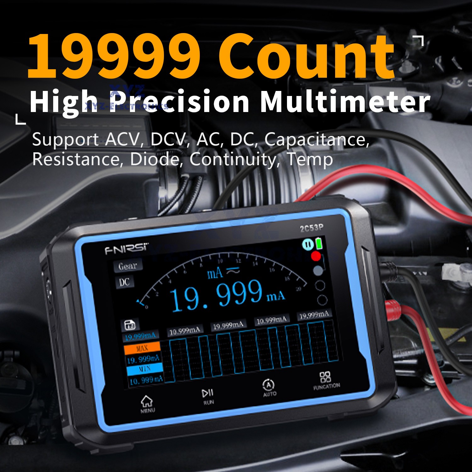 FNIRSI 2C53P Handheld Digital Oscilloscope Multimeter Signal Generator IPS Touch