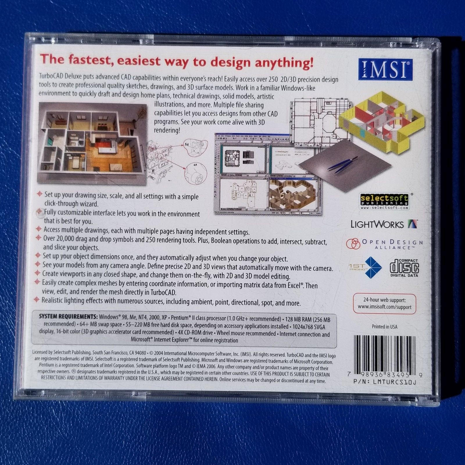 TurboCAD Deluxe Version 10 PC CD-ROM 2D 3D CAD Design Tools Code Not Guaranteed