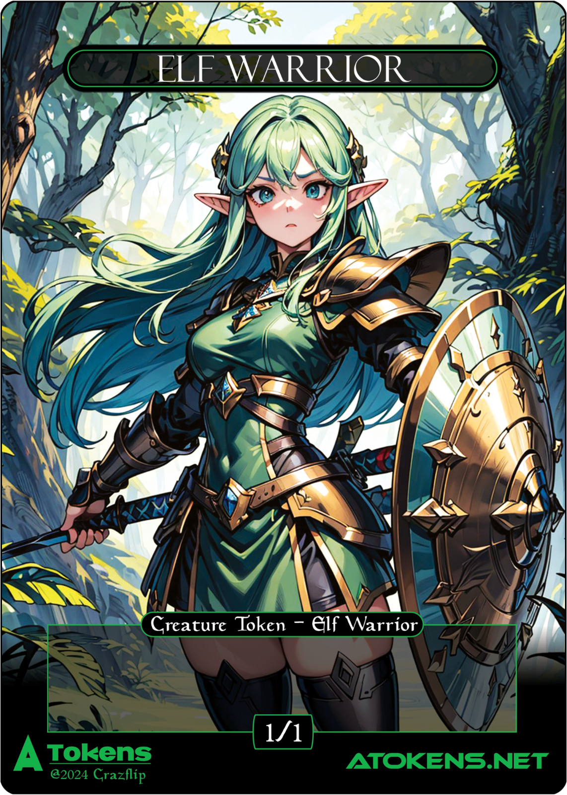 Elf Warrior Token 1/1 – Green Elf Warrior For MTG #3