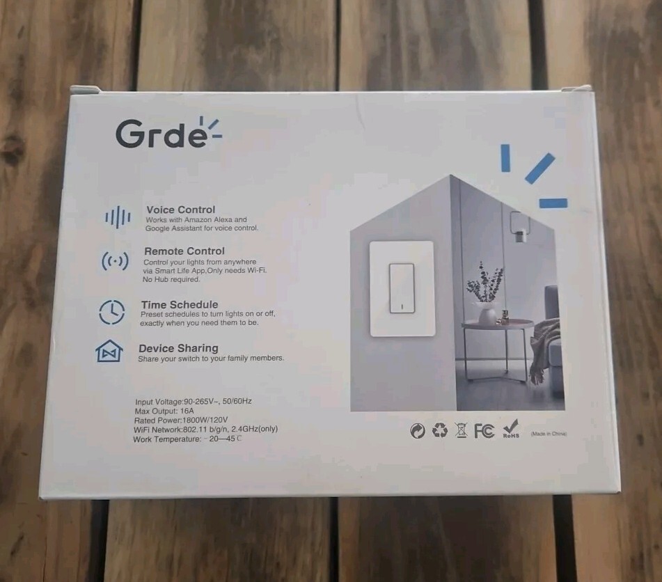 Grade Smart WiFi Light Switch - 3 Pieces, Works w/ Amazon & Google, New/Open Box