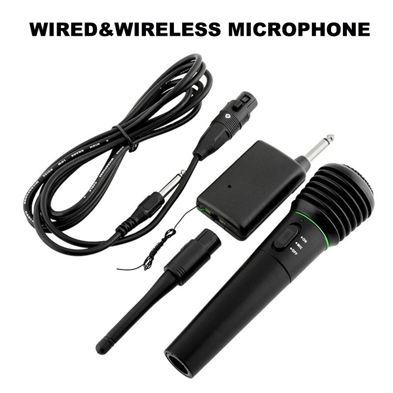 Wireless/Wired VHF Professional Microphone Handheld System Karaoke w/Receiver US
