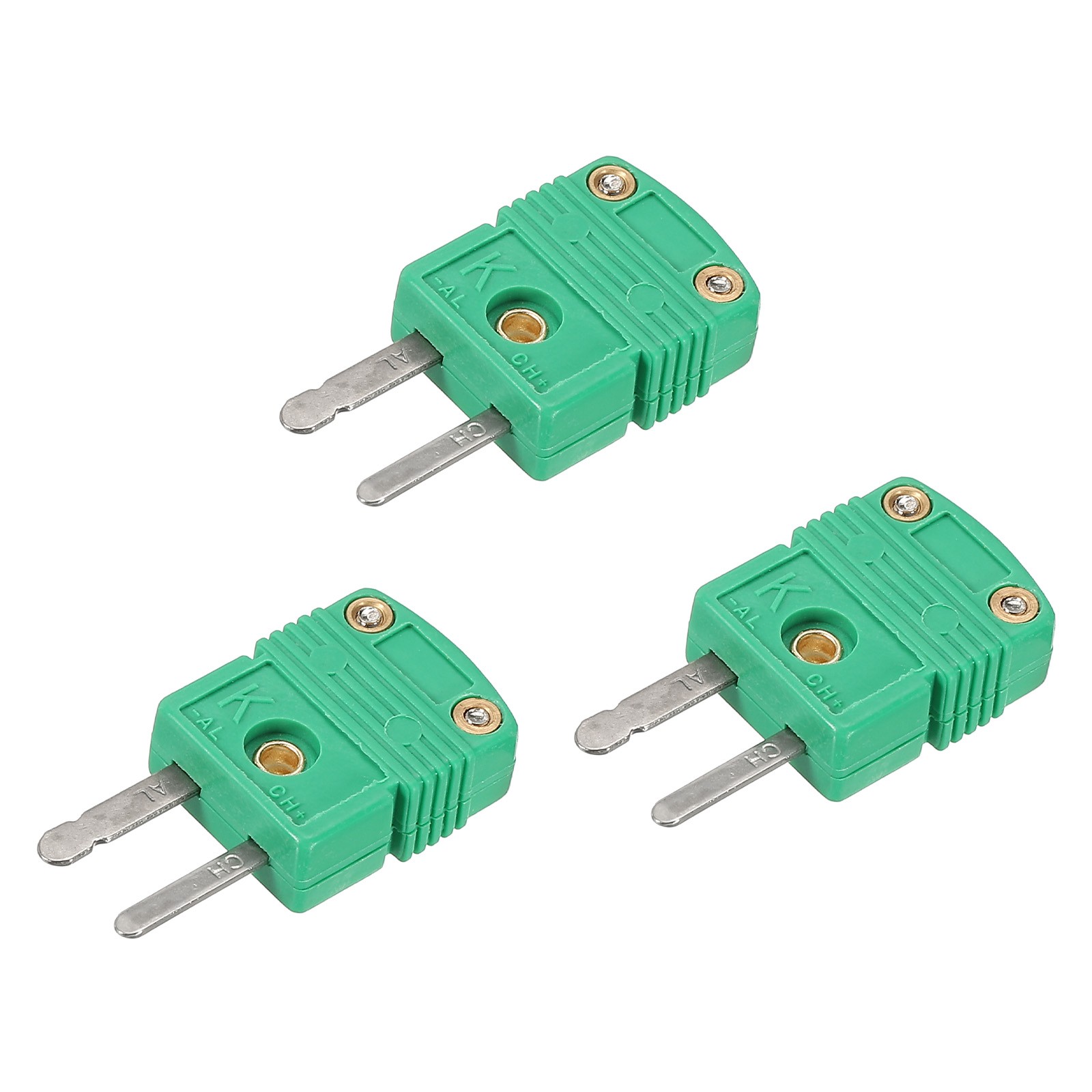 3 x K Type Thermocouple Wire Connectors Male Plug High Temperature 220°C Green