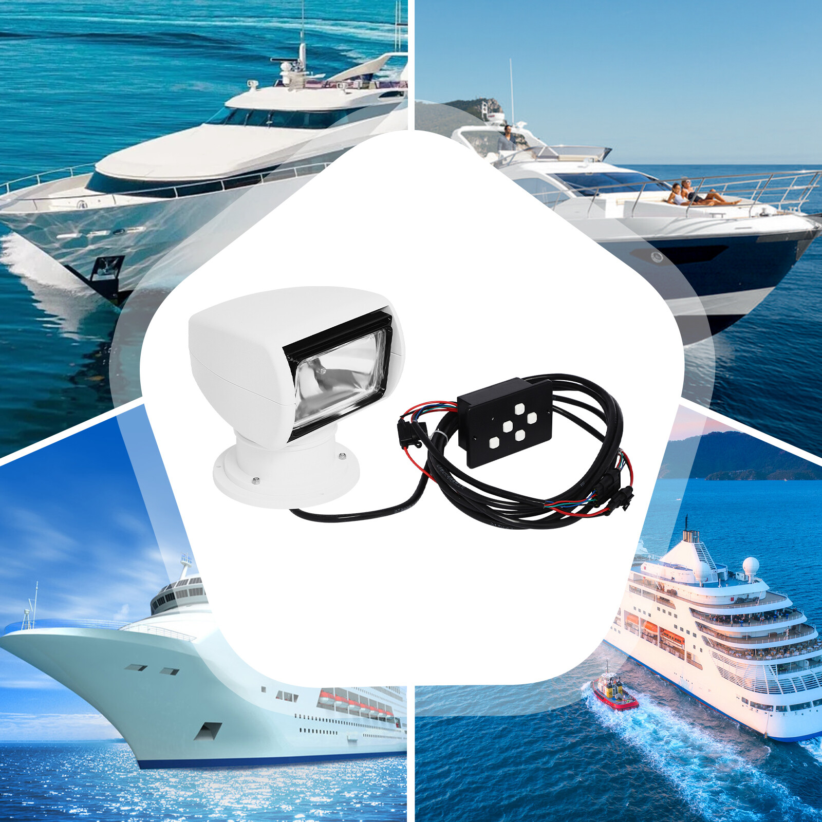 360° Boat Remote Control Spotlight Marine Truck Spot Light Searchlight 100W 12V