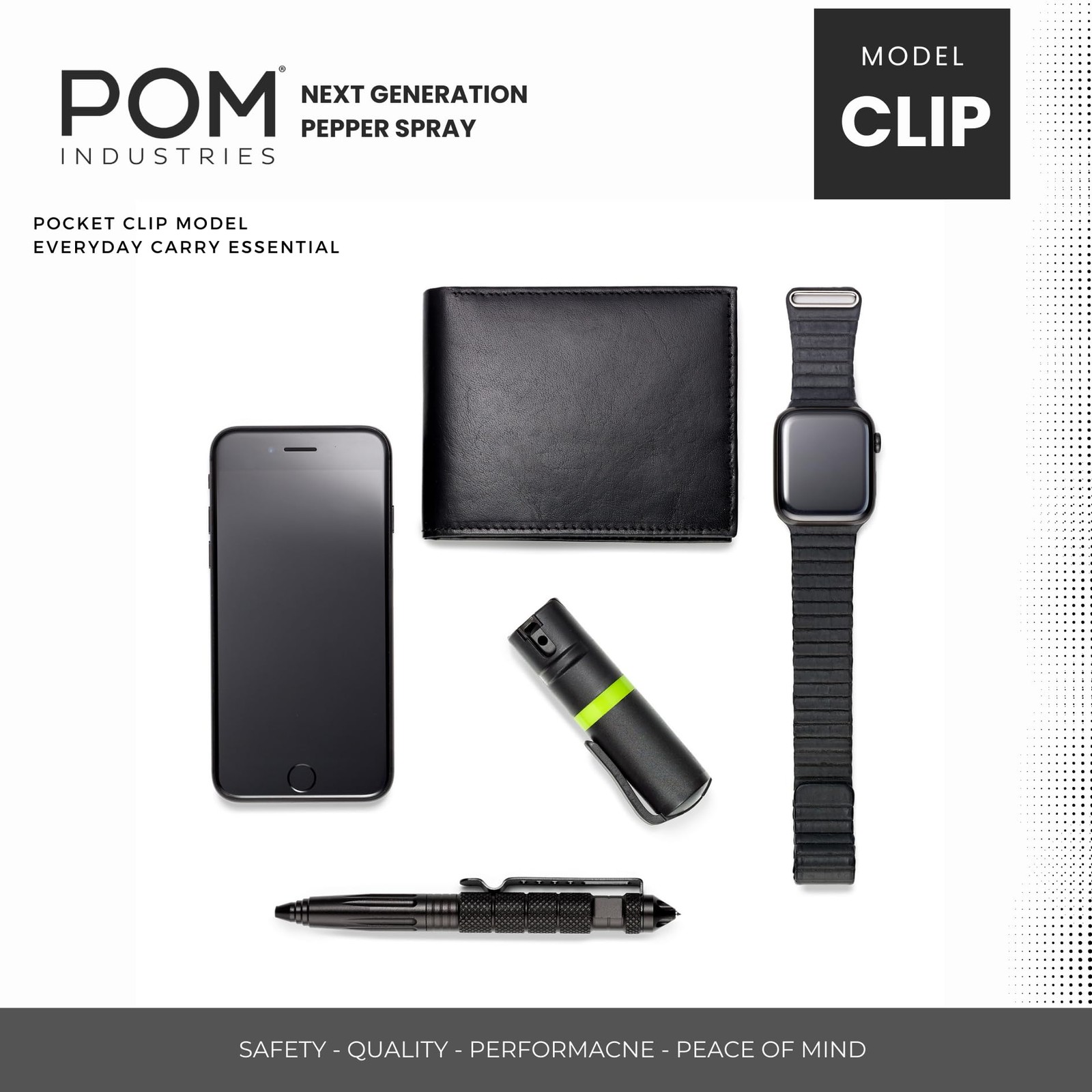 POM Pepper Spray Combo Pack Clip & Keychain - Maximum Strength OC Spray Self
