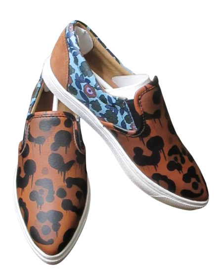 Coach WildBeast Nappa Women's Slip-On Sneakers Shoes 6M Brown/Mist (Turq) Q8807