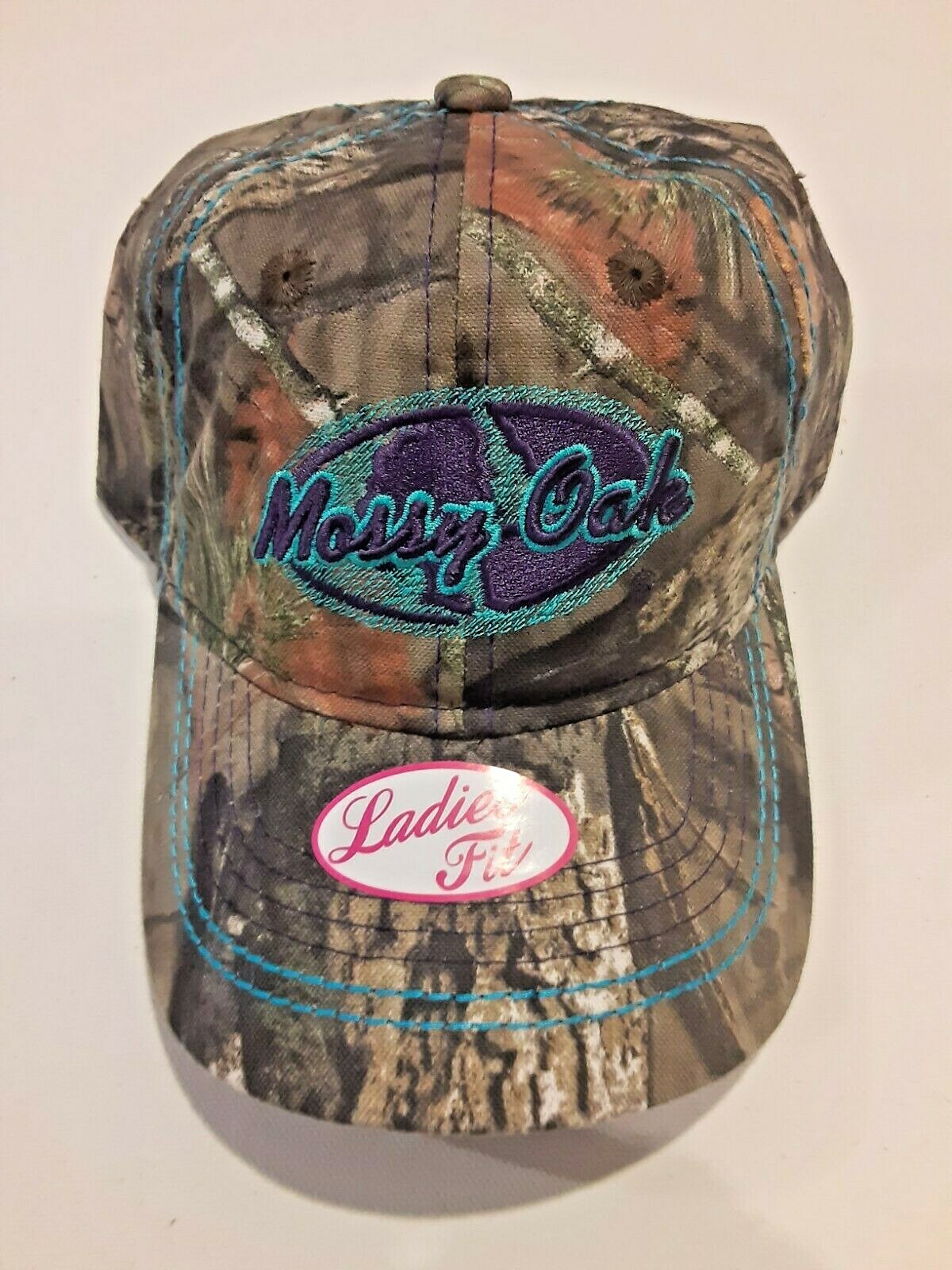 MOSSY OAK Ladies Fit Camo Baseball Cap Hat Adjustable Purple Teal Q3